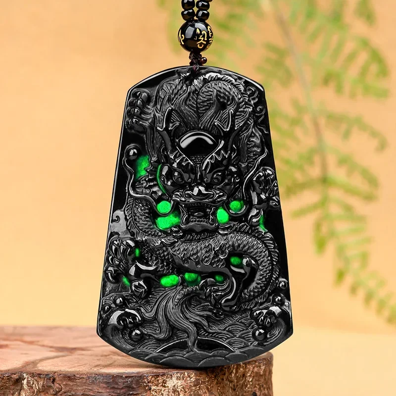 Ethnic Fashion Brands - Natuurlijke A-goods hanger van jade, drakenhanger