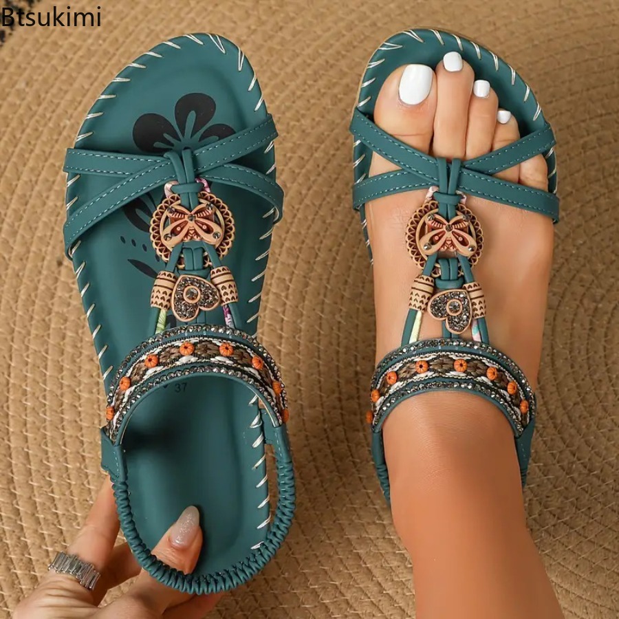 Ethnic Fashion Dress - Vrouwen Boheemse sandalen Outdoor strandjurk Casual