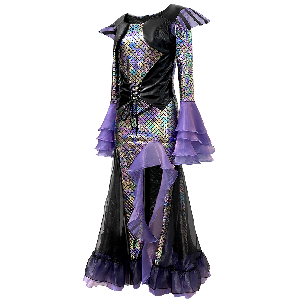 Ethnic Wear - Donkere zeemeermin lange jurk kostuum dames