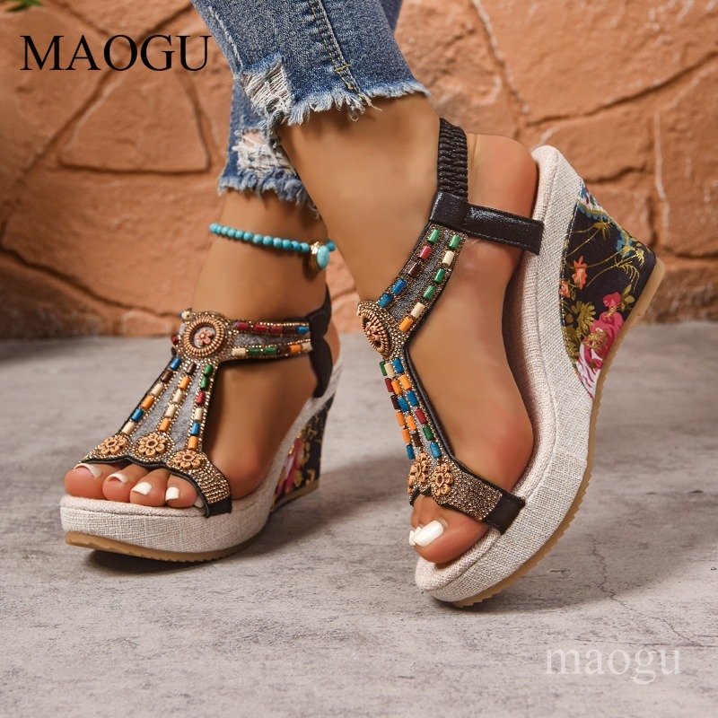 Boho sandalen met kralen en bl - Ethnic Fashion For Women recensie en prijs